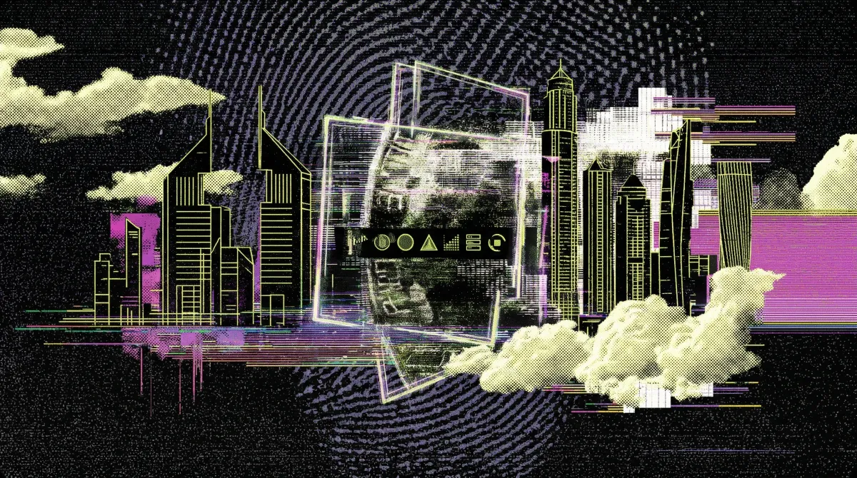 Illustration of a digital token interface over a Dubai skyline, representing VARA's new framework for crypto token issuance.