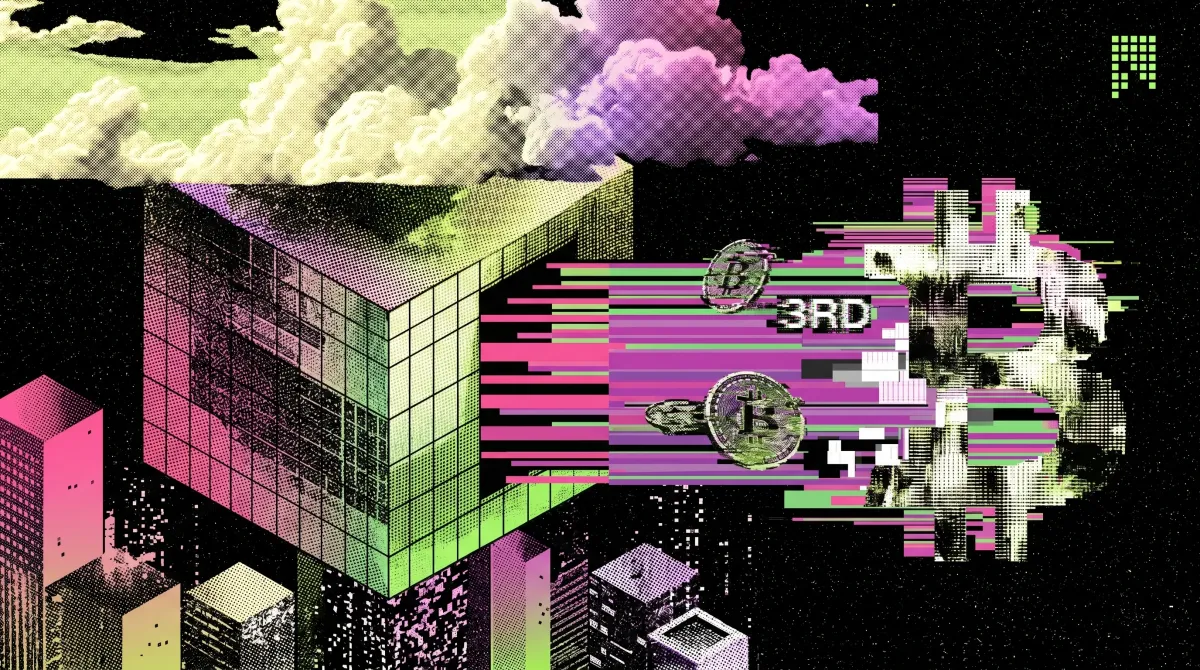 Illustration of a city building and Bitcoin symbols with a “3rd” marker, representing Metaplanet becoming the third largest public Bitcoin holder.