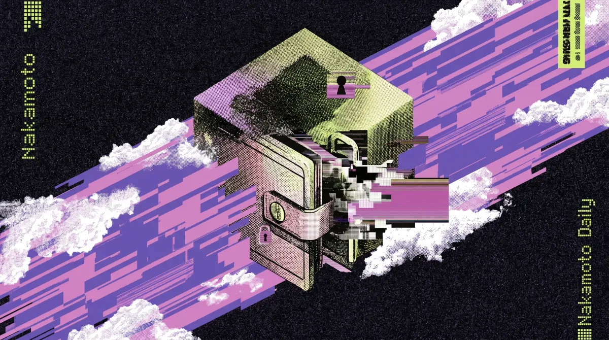 Illustration of a digital crypto wallet with a key inserted and security lock symbols, representing self-custody and control over cryptocurrency assets.