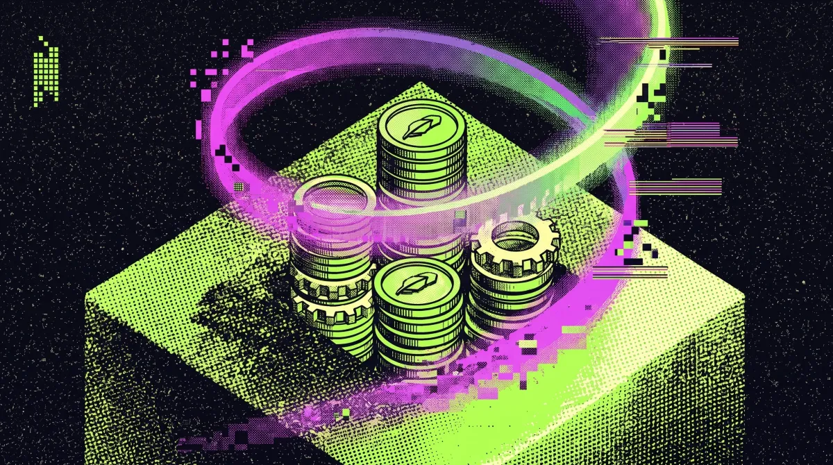 Stacked tokenized coins with a glowing orbit, representing the rise of tokenization and a new supercycle in digital assets.