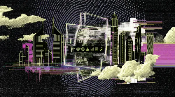 Illustration of a digital token interface over a Dubai skyline, representing VARA's new framework for crypto token issuance.