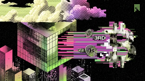 Illustration of a city building and Bitcoin symbols with a “3rd” marker, representing Metaplanet becoming the third largest public Bitcoin holder.