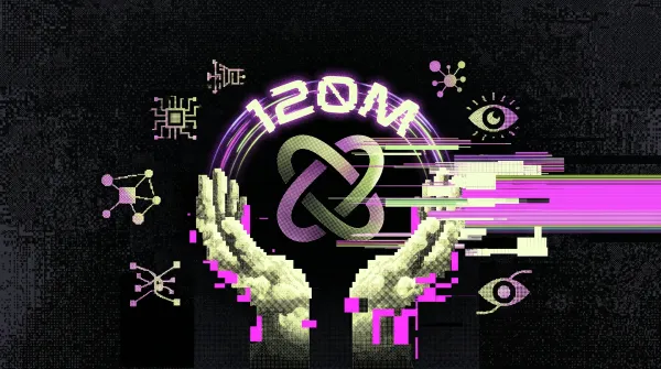 Abstract illustration of a glowing Elliptic-style symbol framed by digital surveillance and AI-themed graphics.