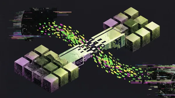 Abstract illustration of a blockchain bridge reconnecting as digital assets flow back after the Verus-Ethereum exploit recovery deal.